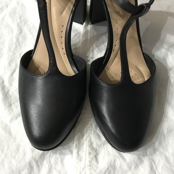 NEW Clarks Leather Freva85 T-Bar Black Heels Pump Women's Size 8.5 M Ankle Strap - Picture 2 of 14